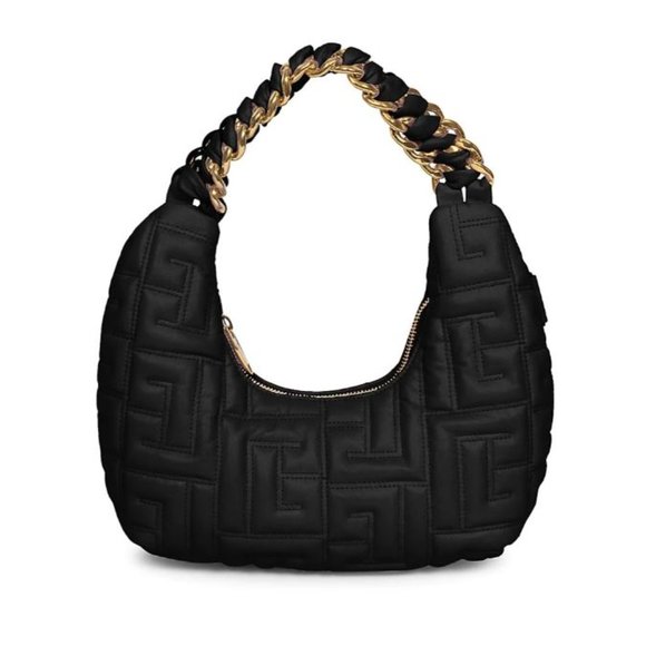 Balmain Mini Pillow Monogram Quilted Leather Hobo Bag Black - Picture 3 of 10